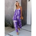 thumbnail image 2 of Plus Size Boho Jumpsuit, Women's Plus Tie Dye V Neck Medium Stretch Loose Fit Jumpsuit, 2 of 5