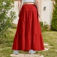 thumbnail image 6 of Kilaqueen Girls Maxi Skirt Ruffle Boho Casual Tiered High Waist A Line Flowy Long Skirt Kids Summer Swing Ankle Length Drawstring Skirts 4-15 Years, 6 of 9