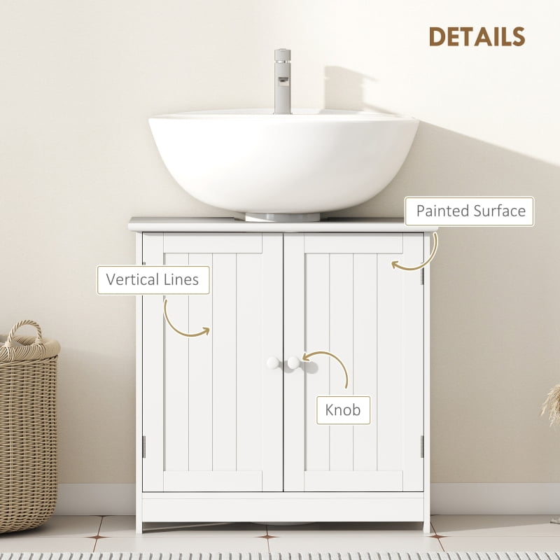 Alvantor Under Sink Bathroom Storage Cabinet with 2 Doors & Adjustable Shelf 23.5"x11.8"x23.5" White