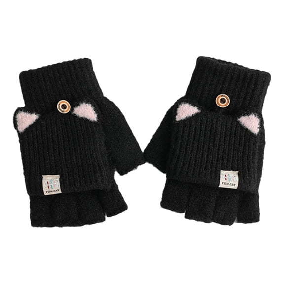2pcs Warm Half Finger Gloves Cold Weather Knitted Gloves Daily Use Gloves