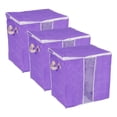 thumbnail image 1 of Bolsa de almacenamiento de ropa Uxcell 3 piezas, organizador de ropa con asa reforzada para edredones, mantas, ropa de cama - Morado, 1 of 6