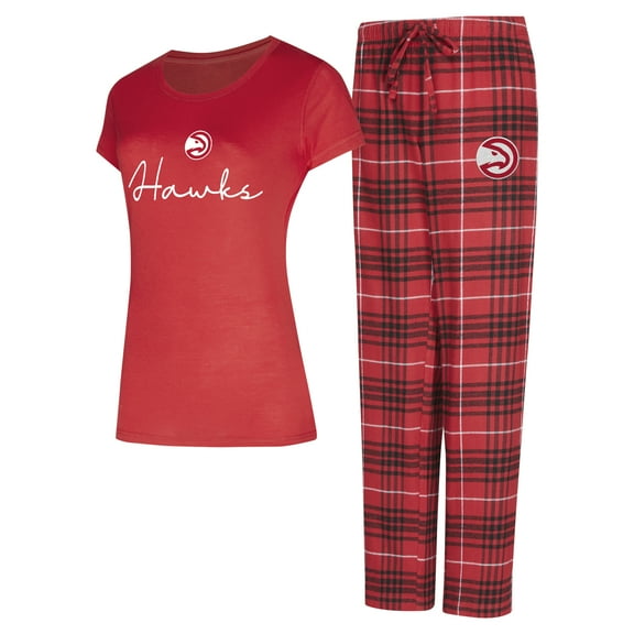 Women's Concepts Sport  Red/Black Atlanta Hawks Vector Top & Flannel Pants Sleep Set