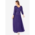 thumbnail image 2 of Roaman's Women's Plus Size Sequin Lace Three Quarter Sleeve A-Line Gown, 2 of 6