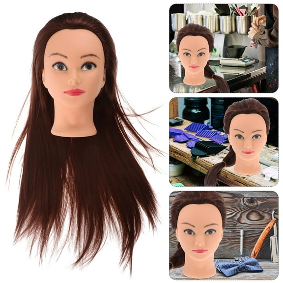 ELAYARD Mannequin Head Human Hair Brown High Temperature Fiber 1Pack