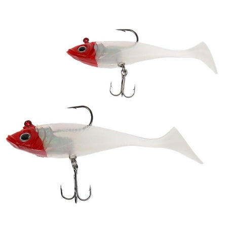 Soft Lead Fishing Lures Hook Baits Minnow Lures Bionic Bait Red White (luminous)