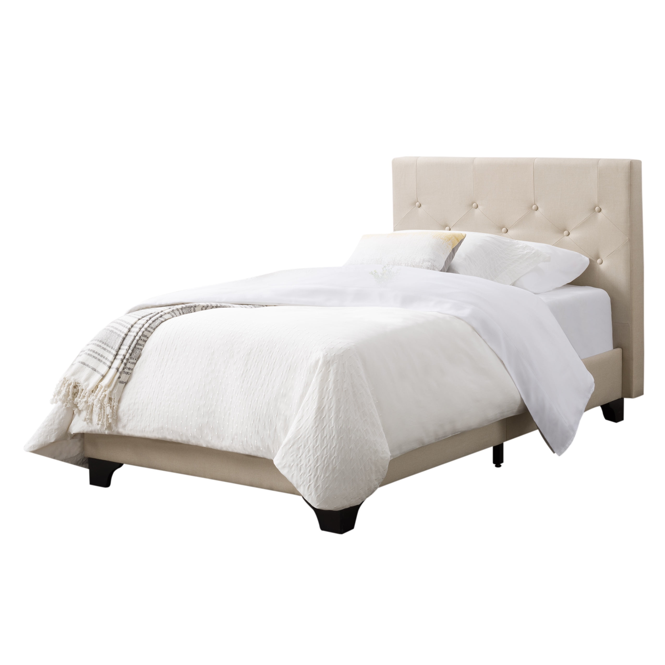 CorLiving Nova Ridge Diamond ButtonTufted Bed and Frame, Twin