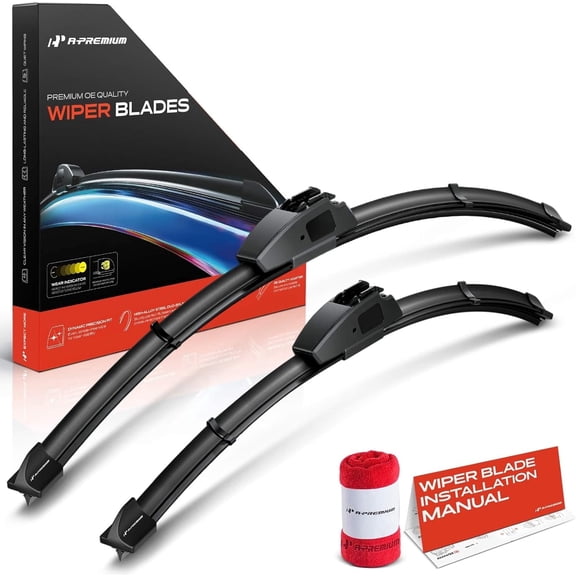 A-Premium 24" & 18" Windshield Wiper Blades with Wear Indicator & Towel - Compatible with Nissan Frontier 2005-2024, Pathfinder 2005-2012, Xterra 2005-2015 - Pack of 2, Hook, Left and Right