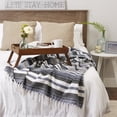 thumbnail image 5 of Contemporary Home Living 4' x 5' Blue, Black, and White Striped Rectangular Woven Throw, 5 of 7