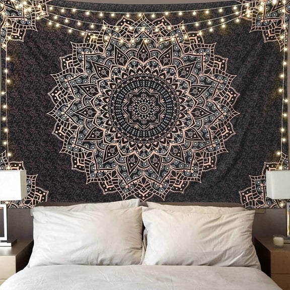 Gojian Black Blue Mandala Tapestry Wall Hanging Vintage Tapestries Aesthetic Hippie Wall Decor Bohemian Wall Art Boho Home Decoration for Bedroom,Living Room,Dorm