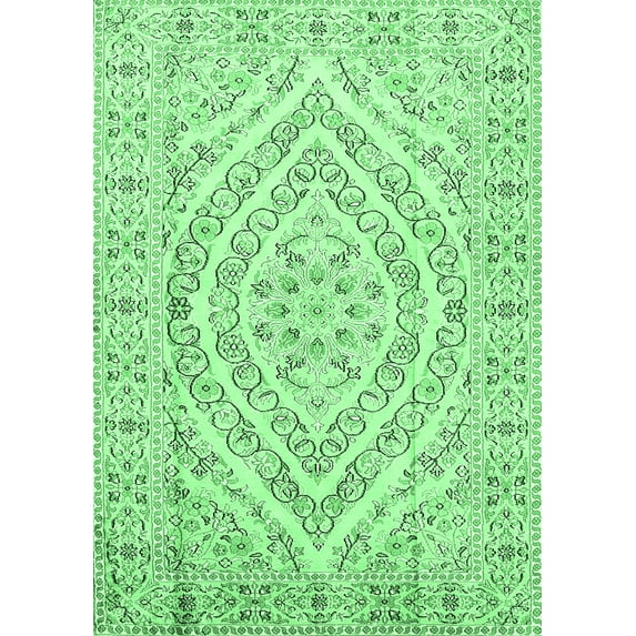 Ahgly Company Indoor Rectangle Medallion Emerald Green Traditional Area Rugs, 7' x 9'
