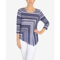 thumbnail image 4 of Alfred Dunner Womens  Spliced Dot Asymmetric Top, 4 of 6
