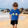 thumbnail image 4 of ATOGUTA Boy Tshirt Kids Summer Cute Expression Print Crewneck Tops Basic Tees Blue, Size 3T-10, 4 of 6