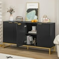 thumbnail image 4 of Fluted Accent Cabinet, Kitchen Sideboard Buffet Cabinet with Doors, Sideboard for Living Room, Dining Room, Black, 4 of 8