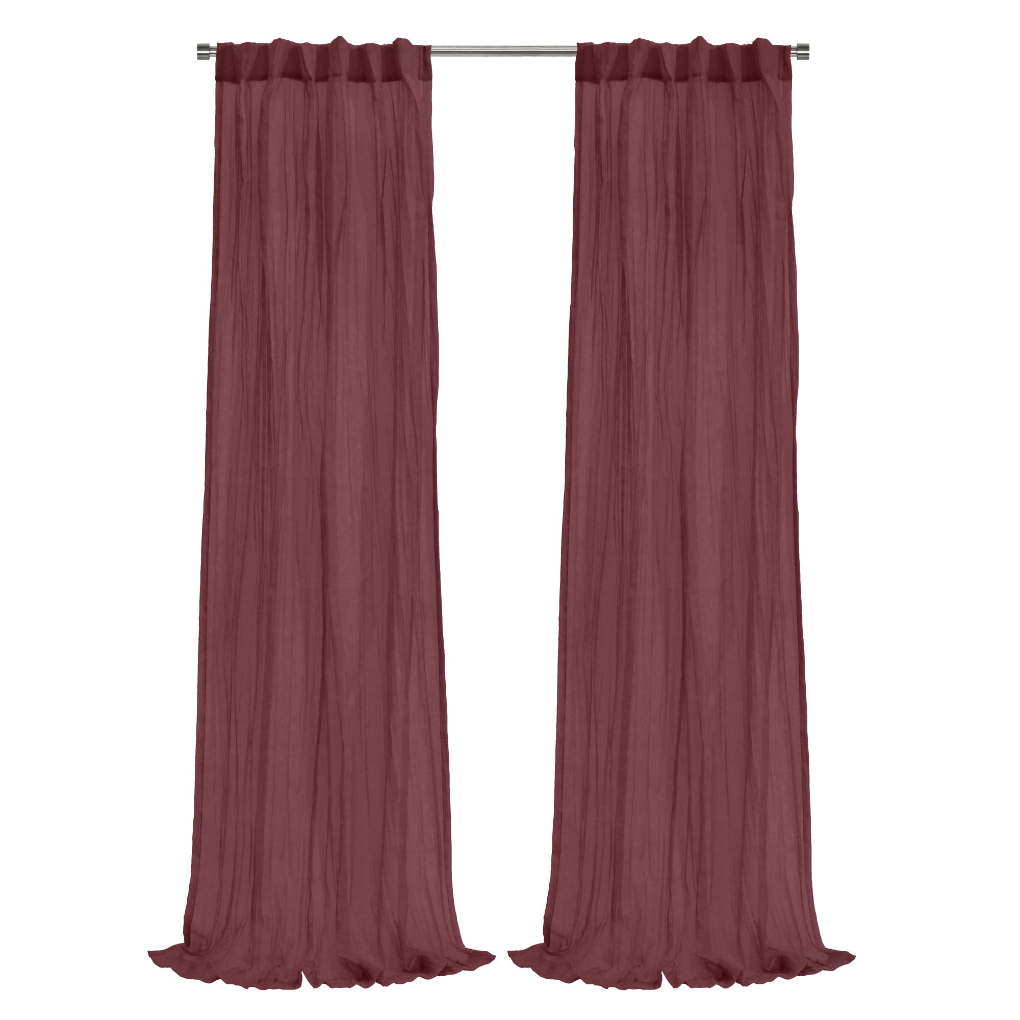 Loft Living Peoria Sheer Dual Header Indoor Curtain 52 x 84 in Burgundy