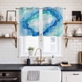 thumbnail image 2 of Teal Blue Ombre Marble Kitchen Curtains Window Panels, Abstract Art Marble Fluid Insulated Window Treatment Curtain, Grommet Curtains for Bedroom/Living Room/Bathroom, 2 Piece 27.5"Wx39"L, 2 of 8