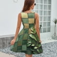 thumbnail image 6 of Green Leaves Green Gold Modern Art Sleeveless Dress Women Summer Evening Dresses Ladies Sundress, 6 of 7