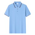 thumbnail image 2 of GEWSEY Men's Polo Shirts Classic Short Sleeve Polo T Shirts Cotton Pique Casual Summer Fashion Golf Shirt (Light Blue, XXL), 2 of 9