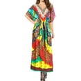 thumbnail image 3 of LA LEELA Women's Loungewear African Beach Maxi Plus Size Kaftan Casual Long Slit Dress Caftan Swimsuit Coverup for Women One Size Neon, Paisley, 3 of 5