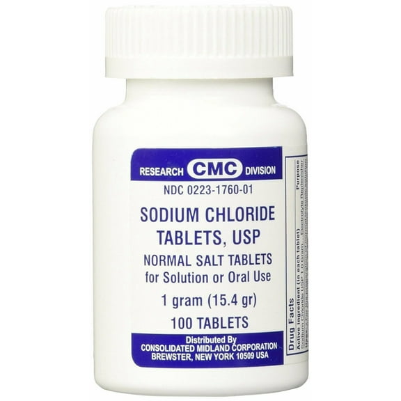 CMC Sodium Chloride Dehydration Electrolyte Supplement Normal Salt Tablet 100ct