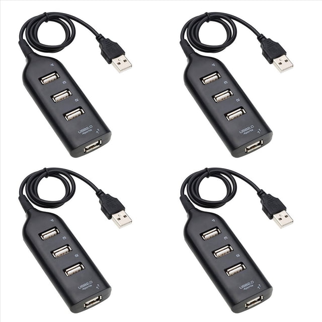 4X USB Hub 2.0 Divisor de Concentrador de Alta Velocidad Adaptador de Concentrador USB de 4 Puertos para Computadora Portátil Receptor Accesorios de Computadora Negro