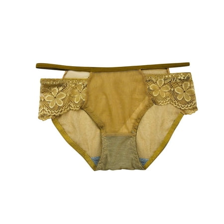 

Felwors Women Transparent Lace Floral Thong Seamless Thong High Waist Hollow Out Low Waisted Panties Size One Size