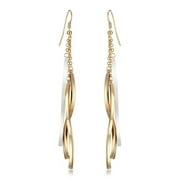 Gemini Women White & Gold Plated Long Dangle Drop Earrings Gm009 , Size: 3.5 inches , Color: Gold & White