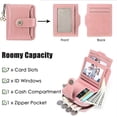 thumbnail image 3 of Small Wallet for Women Genuine Leather RFID Blocking Wallet Bifold Purse Zipper Pocket Card Holder with ID Window - Pink, 3 of 7