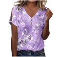 thumbnail image 2 of Fiudx Tops para Mujer Jersey de Moda Informal para Mujer, Top Estampado de Manga Corta con Cuello En V, 2 of 3