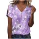 thumbnail image 2 of Fiudx Camisas de Mujer Jersey de Moda Informal para Mujer, Top Estampado de Manga Corta con Cuello En V, 2 of 3