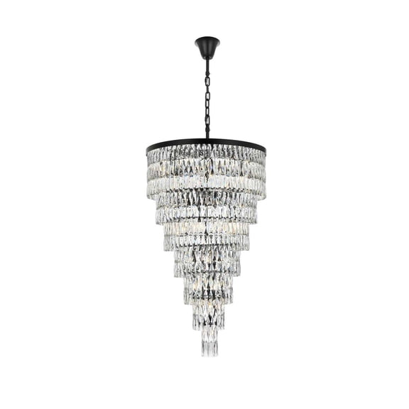 Elegant Lighting Josephine 32 inch Rectangular Chandelier in Black