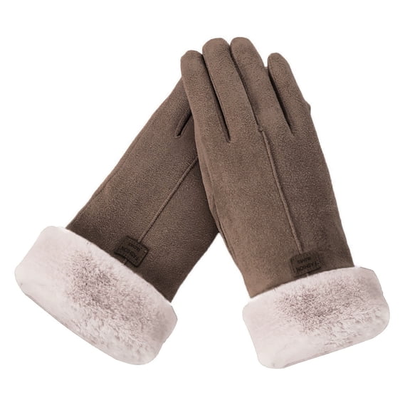 IMENGL Gloves for Women Comfy Winter Ladies Outdoor Heat Full Finger Lined Driving Soft Women's Work Gloves,Brown