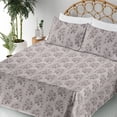 thumbnail image 3 of Ambesonne Floral Fitted & Flat Sheet with Sham 3 Pcs Set, Nostalgic Sketch of Flowers, Twin XL, Pale Taupe and Dark Eggshell, 3 of 5