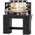thumbnail image 7 of Homall Vanity Desk with Lights & Mirror, Makeup Vanity Set with Power Outlet & Storage Drawers Shelves for Bedroom, Black, 7 of 7