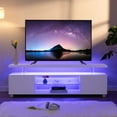 thumbnail image 7 of Cubehom LED TV Stand for 60 inch TV,  51'' Wood Entertainment Center with Storage, White, 7 of 7