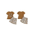 thumbnail image 2 of Cjfdfy Toddler Baby Girl Halloween Outfit Infant Baby Girls Summer Fall Clothes 6 12 18 24 Months 2 3 4 Years Pumpkin Face Print Ruffled Trim Short Sleeve T Shirt Tops and Camouflage Shorts Set, 2 of 9