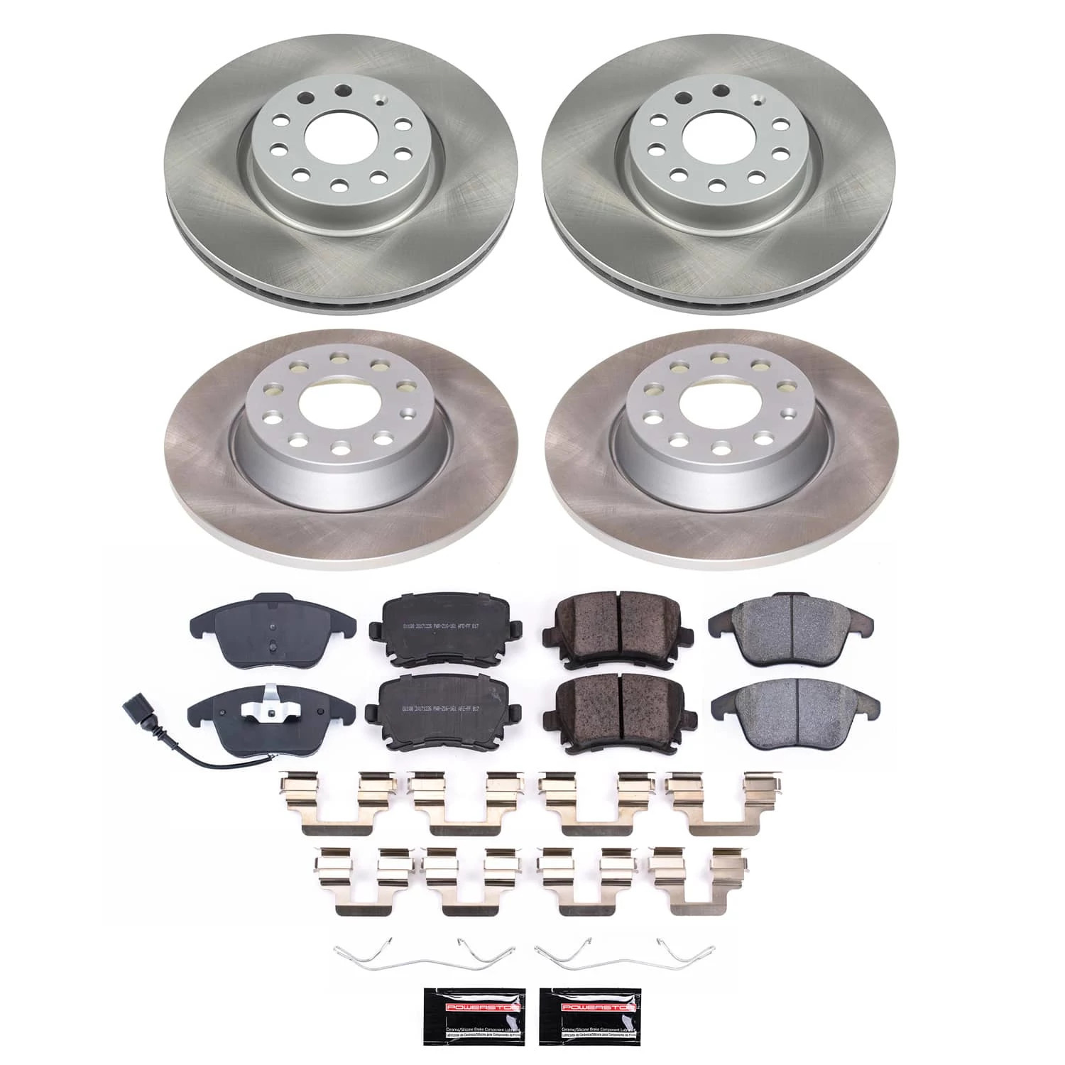 PowerStop Front and Rear Semi-Coated Rotor and Low-Dust Ceramic Brake Pad Kit SC2757