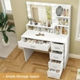thumbnail image 2 of Quimoo Makeup Vanity Desk with Mirror & Lights, Vanity Desk with 5 Drawers & Storage Shelves, Vanity Table, 3 Color Modes & Adjustable Brightness Dressing Table, Bedroom, White, 2 of 7