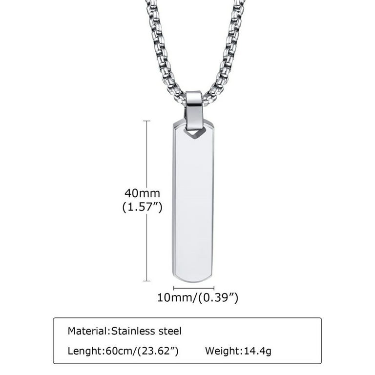 Pillar Bar Necklace for Men - Silver - Gift for Dad - Gift for Him - Gift for Husbend - Gift for Anniversary