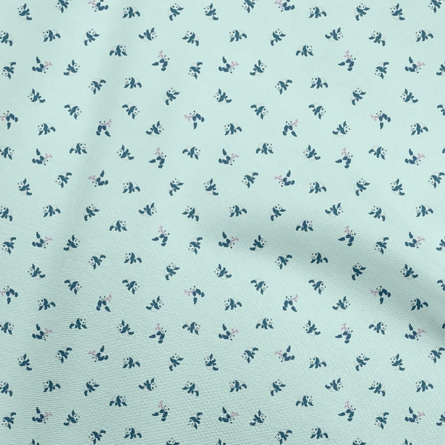oneOone Viscose Chiffon Light Mint Green Fabric Panda Craft Projects Decor Fabric Printed By The Yard 42 Inch Wide
