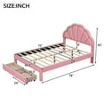 thumbnail image 2 of Harper & Bright Designs Full Size Upholstered Platform Bed with Seashell Shaped Headboard, Princess Wooden Bedframe with LED and 2 Storage Drawers for Kids Teens Adults, Pink, 2 of 13