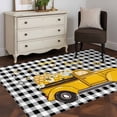 thumbnail image 4 of Yellow Truck 3'x5' Washable Rug, Farmhouse Bee Daisy Black White Buffalo Plaid Non-Slip Area Rugs for Entryway Kitchen Classroom, StainResistant Dorm Throw Carpet, Low Pile Soft Indoor Floor Mat, 4 of 9