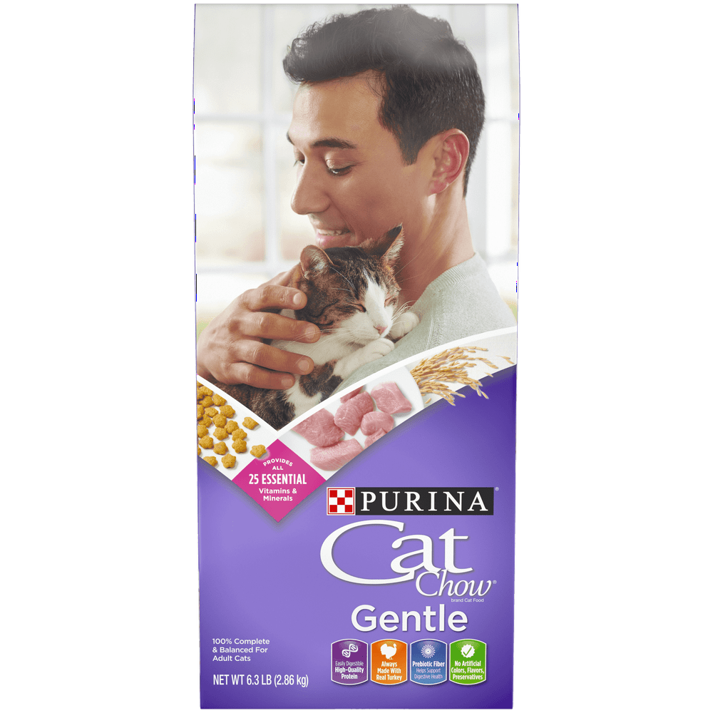 Purina Cat Chow Sensitive Stomach Dry Cat Food, Gentle, 6.3 lb. Bag