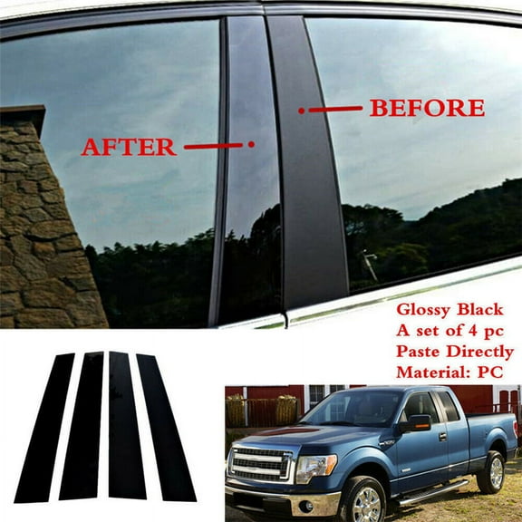 4 Pcs Black Window Pillar Posts Cover Trim For Ford F150 Super Crew Cab 2004-14