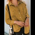 thumbnail image 4 of Camisas de Mujer con Botones y Cuello en V, Camisa Informal Holgada Amarillo L, 4 of 9