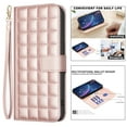 thumbnail image 2 of Wallet Case for iPhone 13 Pro Max with Wrist Strap + Crossbody Shoulder Strap, PU Leather Kickstand Drop Protective Card Slots Flip Case Cover for iPhone 13 Pro Max for Girls Women, Rosegold, 2 of 8