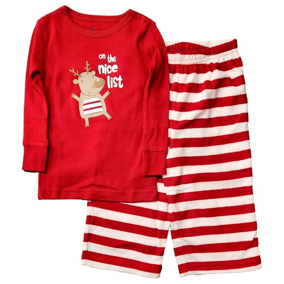Infant Boys 2PC Christmas Holiday Reindeer Nice List Pajamas 12 Months