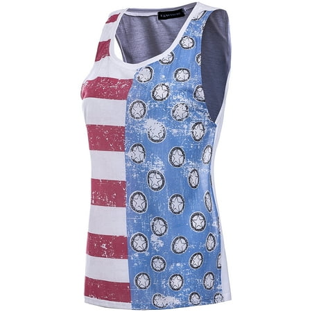 4th of July Independence Day American Flag Tank Tops Womens Vintage Distressed Summer Sleeveless Vest