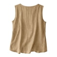 thumbnail image 5 of longantii Women Cotton Linen Tank Tops Loose Causal Sleeveless Summer Shirts Crew Neck Gauze Crewneck Camisole 2025 Khaki XXL, 5 of 7