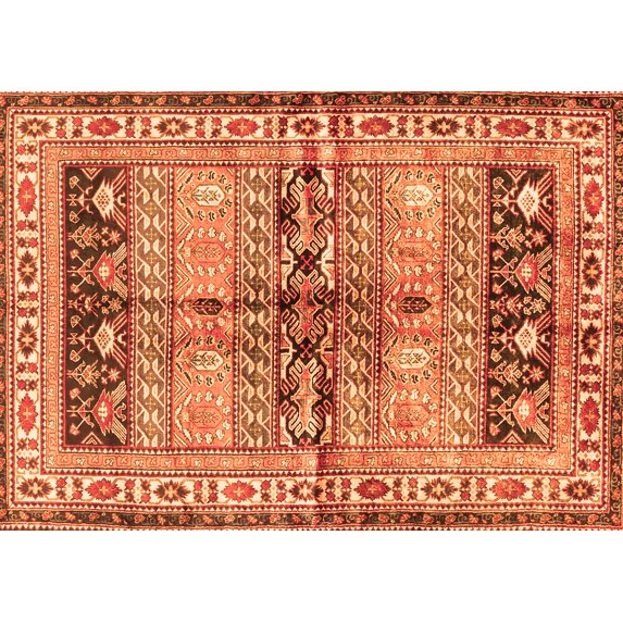 Ahgly Company Indoor Rectangle Persian Orange Traditional Area Rugs, 6' x 9'