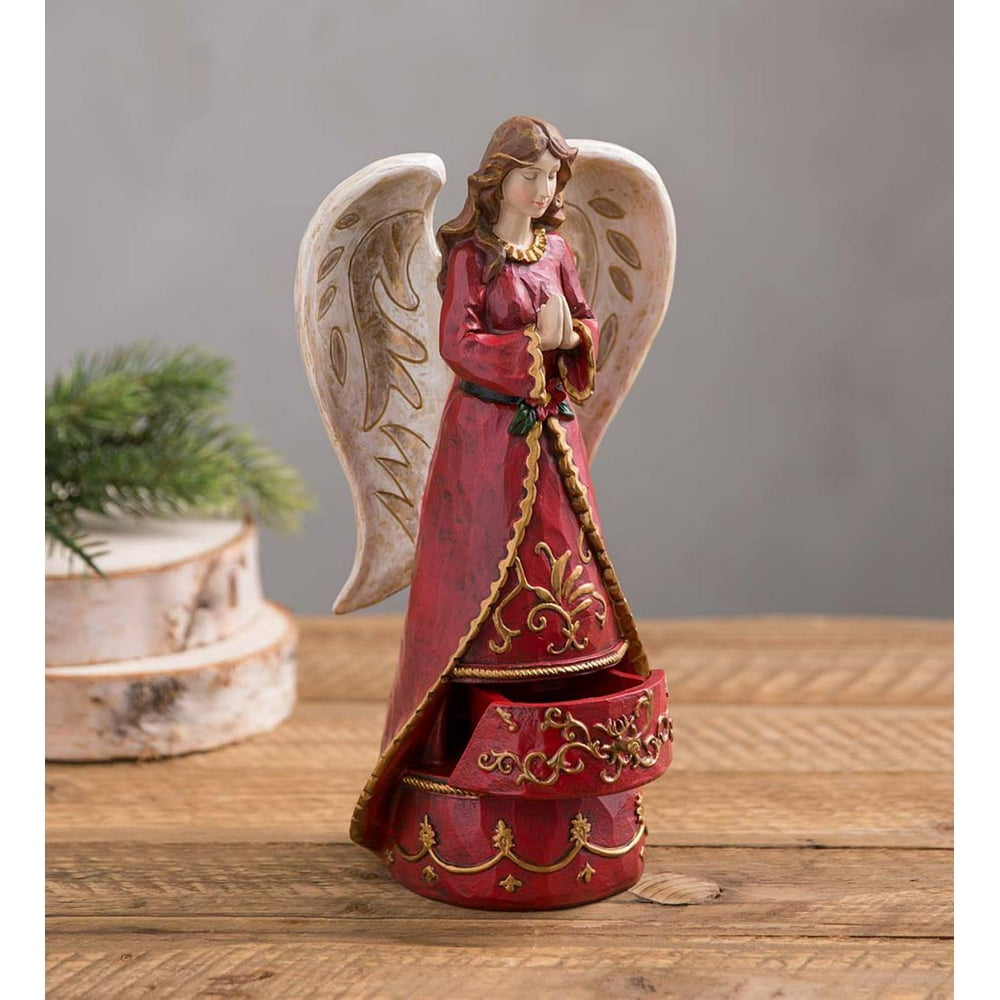 Resin Holiday Figurine with Hidden Drawer, Angel